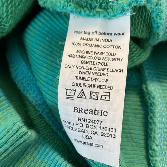 Prana Green and Turquoise Zip Up Hoodie‎ with Pockets Size XS - Picture 7 of 7
